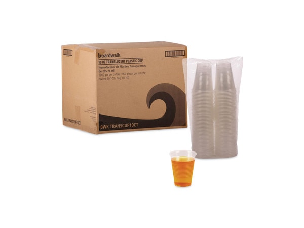 Translucent Plastic Cold Cups, 10 oz, Polypropylene, 100 Cups/Sleeve, 10 Sleeves/Carton Translucent Plastic Cold Cups, 10 oz, Polypropylene, 100 Cups/Sleeve, 10 Sleeves/Carton