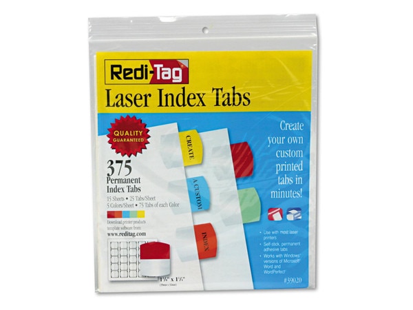 Inkjet Printable Index Tabs, 1/5-Cut, Assorted Colors, 1.13 Inkjet Printable Index Tabs, 1/5-Cut, Assorted Colors, 1.13