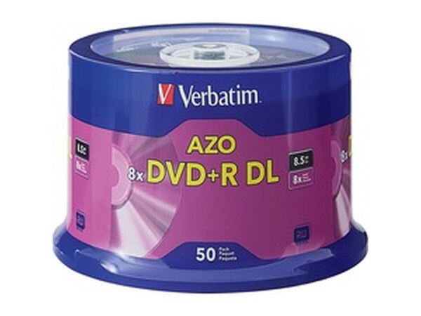 Verbatim DVD Recordable Media - DVD+R DL - 8x - 8.50 GB - 50 Pack Spindle - 120mm - 4 Hour Maximum Recording Time Verbatim DVD Recordable Media - DVD+R DL - 8x - 8.50 GB - 50 Pack Spindle - 120mm - 4 Hour Maximum Recording Time