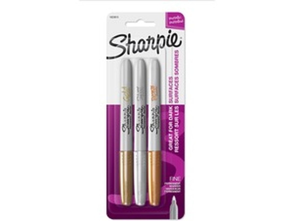 Sharpie Metallic Fine Point Permanent Marker - Fine Marker Point - Gold, Silver, Bronze Alcohol Based Ink - 3 / Set Sharpie Metallic Fine Point Permanent Marker - Fine Marker Point - Gold, Silver, Bronze Alcohol Based Ink - 3 / Set