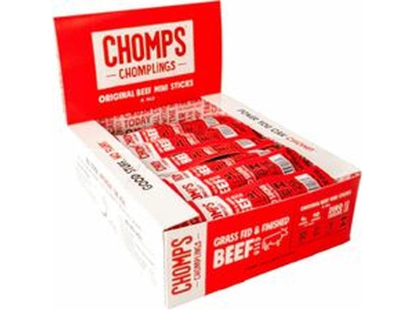 CHOMPS Chomplings Snack Sticks - Gluten-free, No Added Harmones - Original Beef Jerky, Spicy - 0.50 oz - 24 / Pack