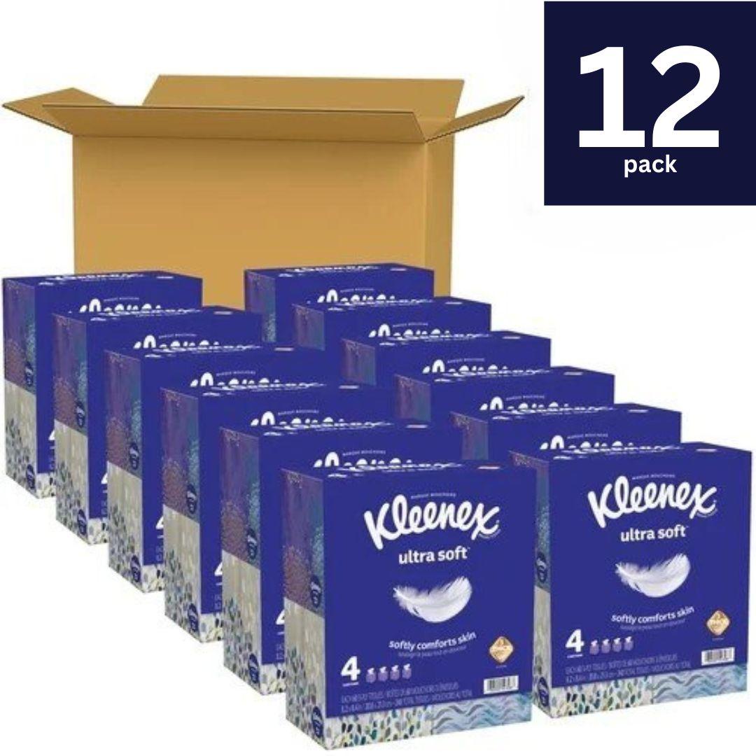 Kleenex Ultra Soft Facial Tissues, 4 Cube Boxes, 60 Tissues per Box, 3-Ply