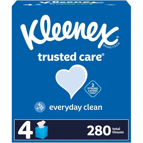 Kleenex Trusted Care Tissues - 70 Sheets/Cube Box - 4 boxes/pack